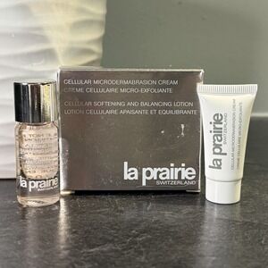 NEW La Prairie Cellular Microdermabrasion Cream & Softening Balancing Lotion